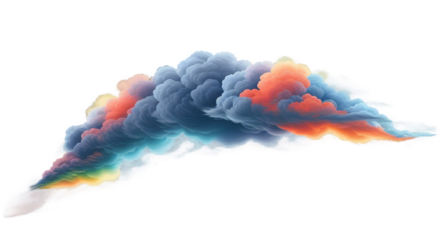 Colorful smoke explosion isolated on the transparent background