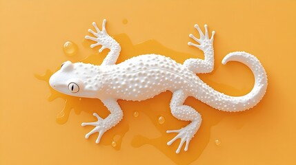 Obraz premium Stunning White Salamander Creature on Vibrant Orange Background