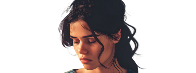 sad woman vector flat minimalistic isolated illustration