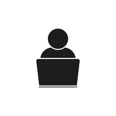 Person Using Laptop. Simple Computer Icon. Digital Device Symbol. Vector Illustration.