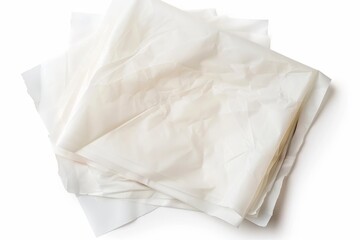 White baking paper sheets top view on white background