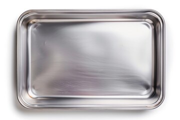 White isolated top view of empty oven baking tray