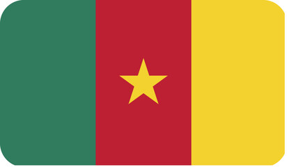 Flag of the Republic of Cameroon with rounded edges. National symbol of Cameroon. Vector image, flag icon.