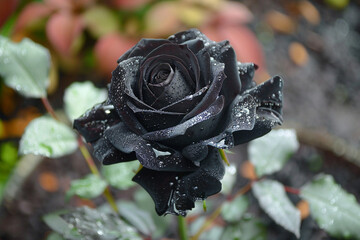 Beautiful black roses flower in the garden