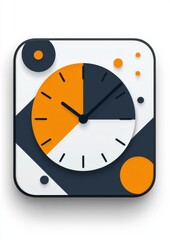 Obraz premium Modern flat style clock icon with geometric shapes and bold colors