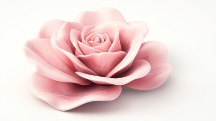 3D Watercolor Pink Rose with Strong Outlines - Digital Art Image
