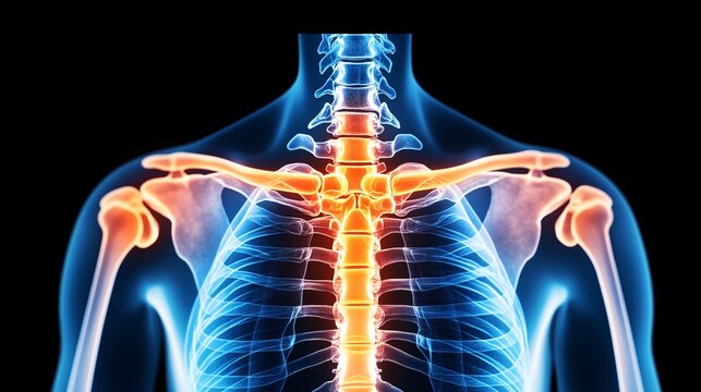 X-ray of a shoulder joint, focusing on the clavicle and scapula.