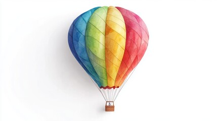 Fototapeta premium 3D Watercolor Rainbow Hot Air Balloon Floating - Download