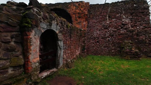 View ruins of old castle. Ruin of Hohnstein Castle, Harz mountains, Germany.