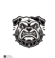 Cartoon of bulldog illustration design vector black and white