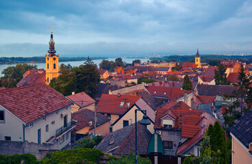 View of Zemun district at sunset. Belgrade, Serbia