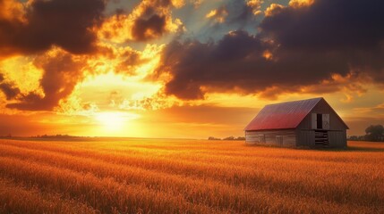 Rustic Countryside Barn Wallpaper