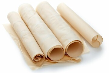 Fototapeta premium Baking paper rolls on a white surface
