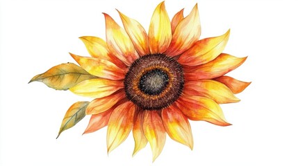 Obraz premium 3D Watercolor Sunflower: Yellow & Orange Detail - Download