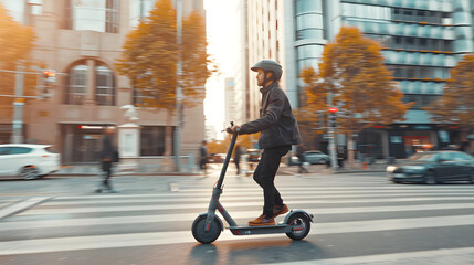 Person riding a self-balancing electric scooter on a paved road with trees in background.