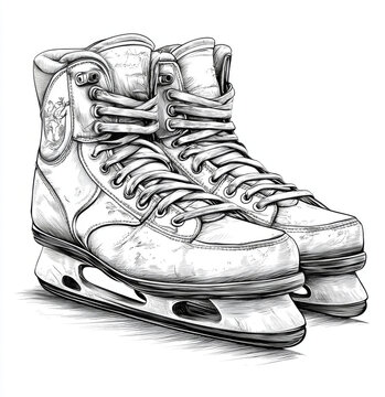 recommend clip art: hockey skate, vector line art simple, clipart style, white background, no color, high contrast, low detail, high resolution, best quality