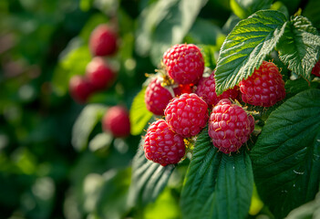 Ripe red raspberries