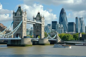 Obraz premium Majestic Tower Bridge Over the Thames River During Sunset
