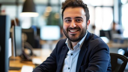 Obraz premium Professional Man with Laptop in Modern Office