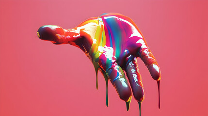 Dripping Paint on Hand, 3D Render