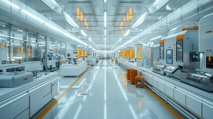 Obraz premium Futuristic Factory Interior: Clean, Modern, and High-Tech