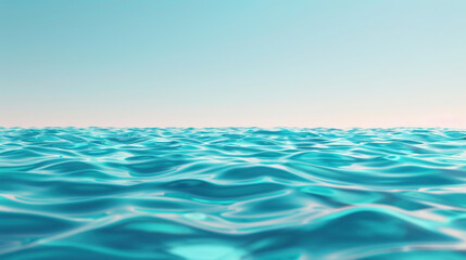 Obraz premium Tranquil blue ocean waves under clear sky. Serene seascape showcasing the beauty of nature. Peaceful water reflections with horizon in sight.