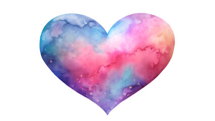 Watercolor heart with soft edges and vibrant, blended colors