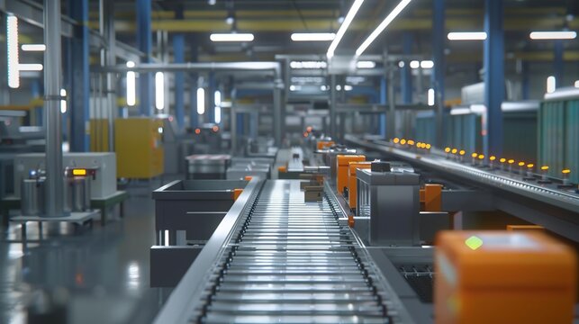 Industrial Conveyor Belt System 3D Illustration