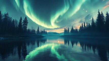 Serene Lake Reflecting a Sky Filled with Clouds - Tranquil Nature Scene