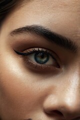 Fototapeta premium A woman with long eyelashes and a blue eye