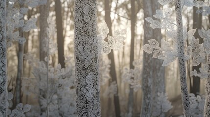 Obraz premium Serene Forest with Unique Leafy Trees - Stunning Nature Photography