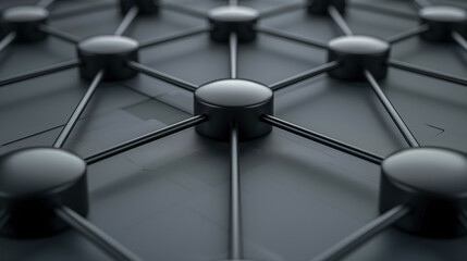 Futuristic Black Network Nodes Connected..