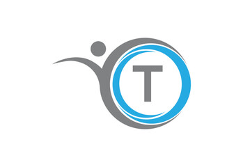 Creative latter T with man unity combination icon logo