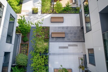 Roof terrace at a residential building