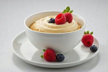 Single Pudding in a White Bowl