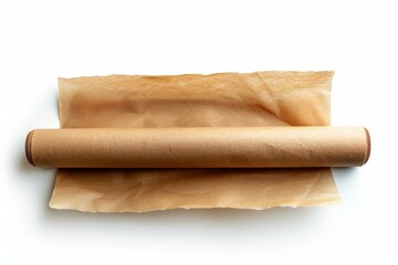 Single brown baker paper on white background Top view