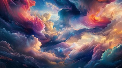 Obraz premium Surreal Landscape with Cloud Swirls: A Dreamy Digital Artwork