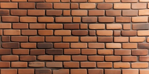 Naklejka premium Textured red brick wall displaying natural variation in color and grain background.