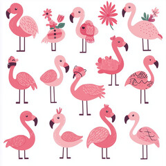 Fototapeta premium The photo illustration of seamless pattern flamingo on the colorful background