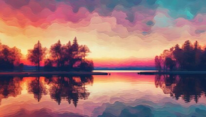 sunrise over the lake generative ai