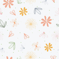 Seamless hand drawn pastel floral pattern background