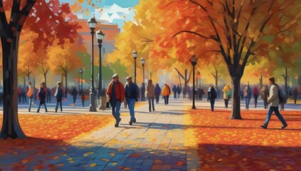 people walking in the park generative ai