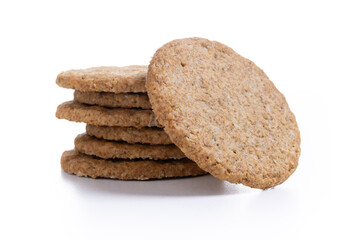 Healthy oatmeal cookies isolated on white background