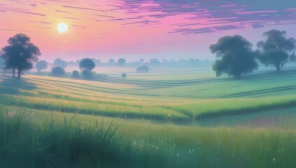 landscape with fog wallpaper generative ai