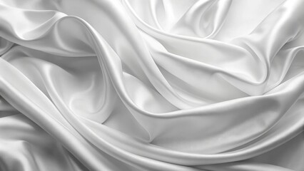 Obraz premium Softly blurred white satin fabric abstractly curved, evoking a sense of luxury and sophistication, perfect for minimalistic designs, wallpapers, cards, and papers.