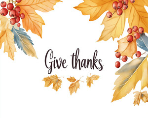 Naklejka premium watercolor autumn leaves and berries border with the text 