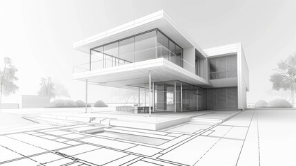 architecture design , blueprint plan , modern , residential building , technology illustration , blueprint software for architects