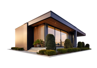 3D render of a modern house, Real estate concept isolated on a transparent or white background.