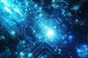 Futuristic Blue Circuit Board Background for Technology Innovation Concepts