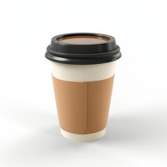 3D cartoon paper cup isolated on white background. AI generative